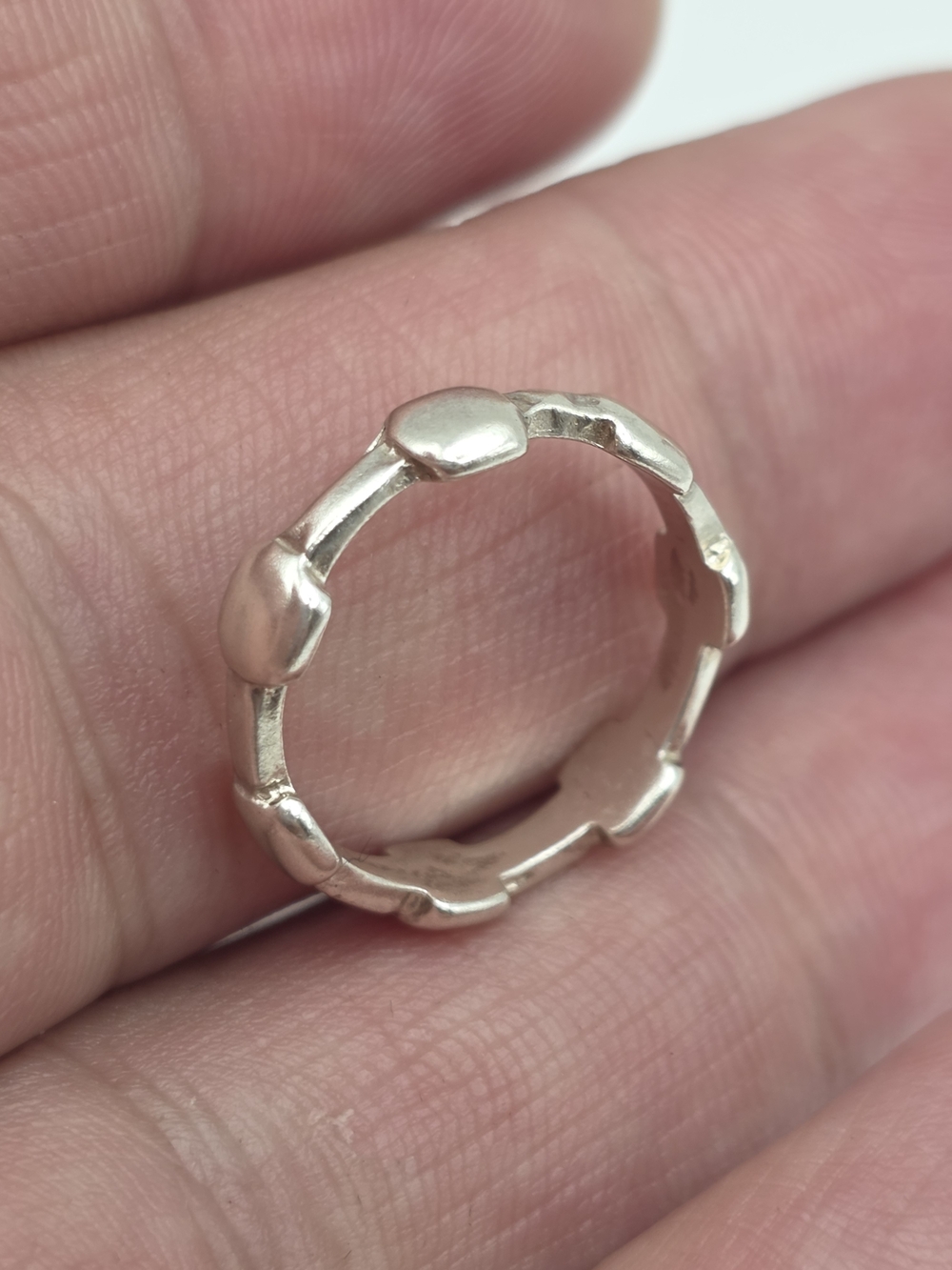 Sterling Silver Pebble Link Stackable Ring - Silver